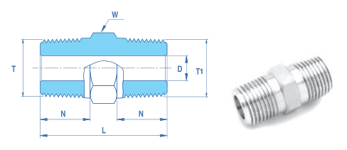 Hex Nipple NPT To BSPT