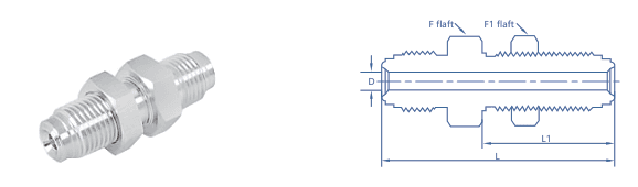 Male Bulkhead Union   ① — UPS face seal