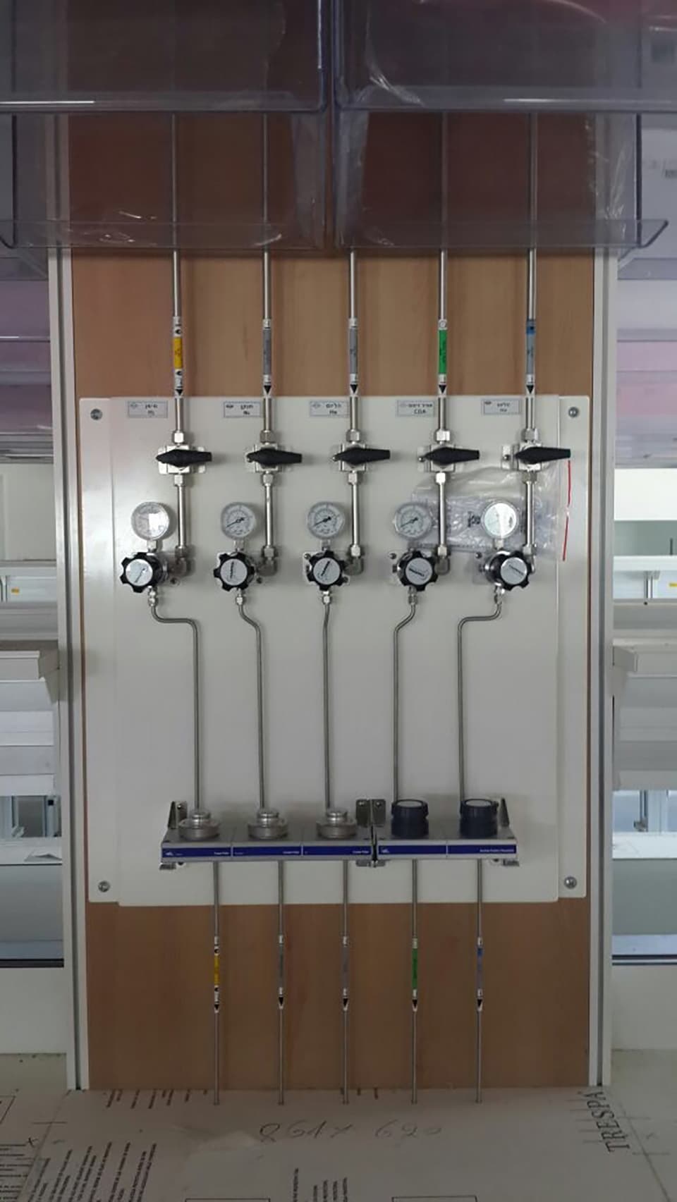 Panel behind a protective screen