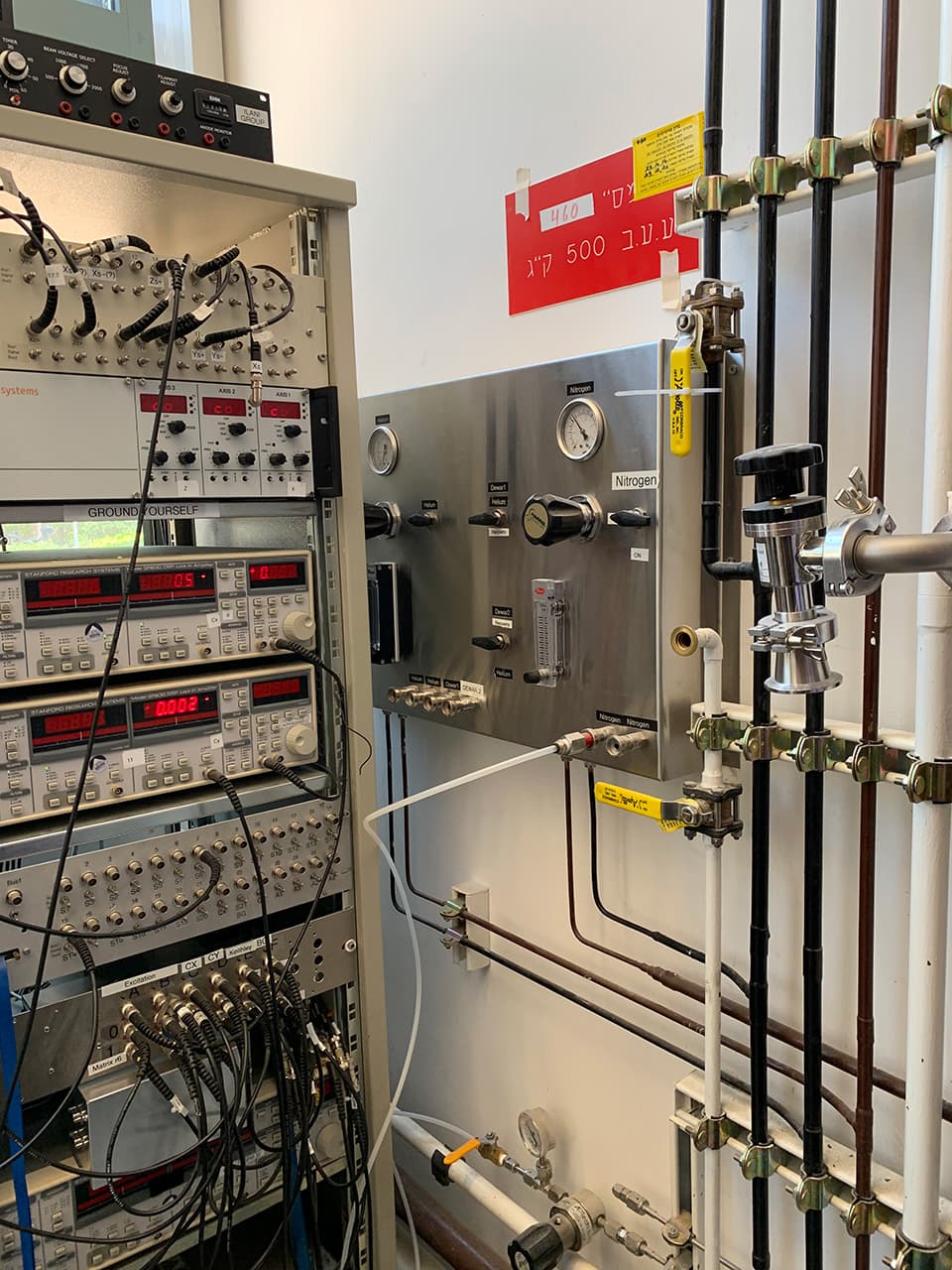 Instrument rack beside a gas panel