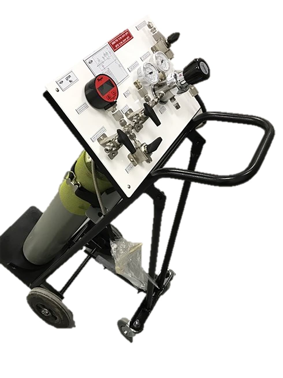 Portable panel on a hand trolley with a gas cylinder